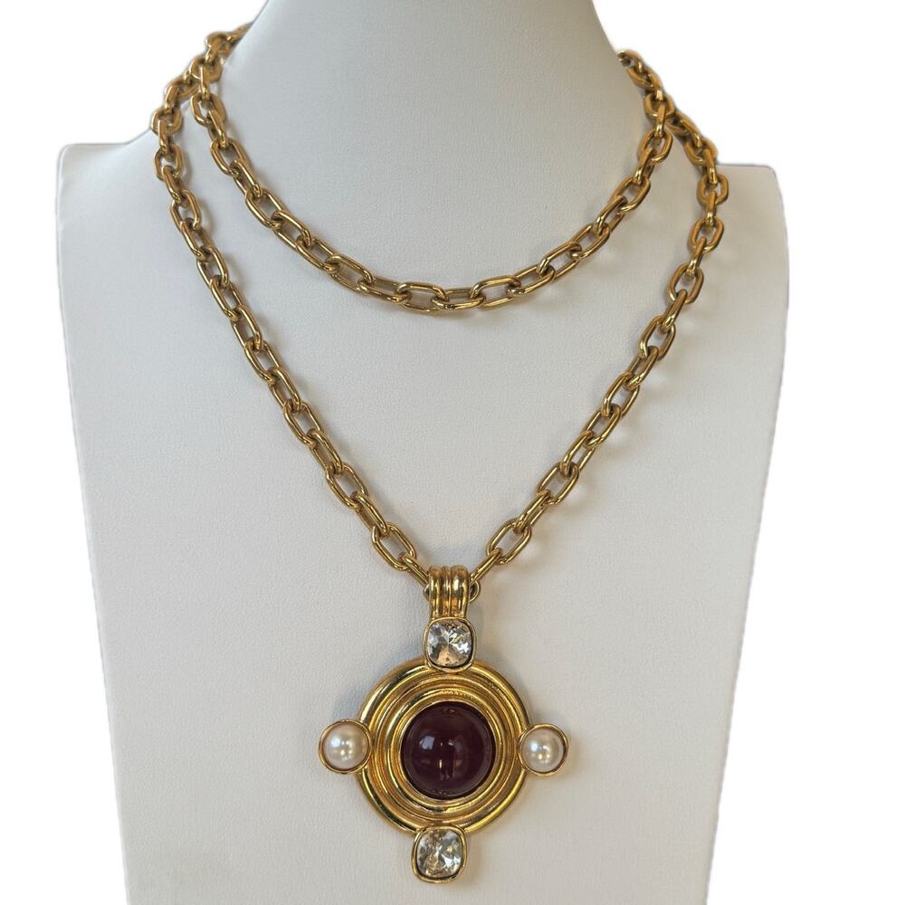 Vintage Givenchy Statement Necklace Runway 80s Couture Gold-Tone Chain